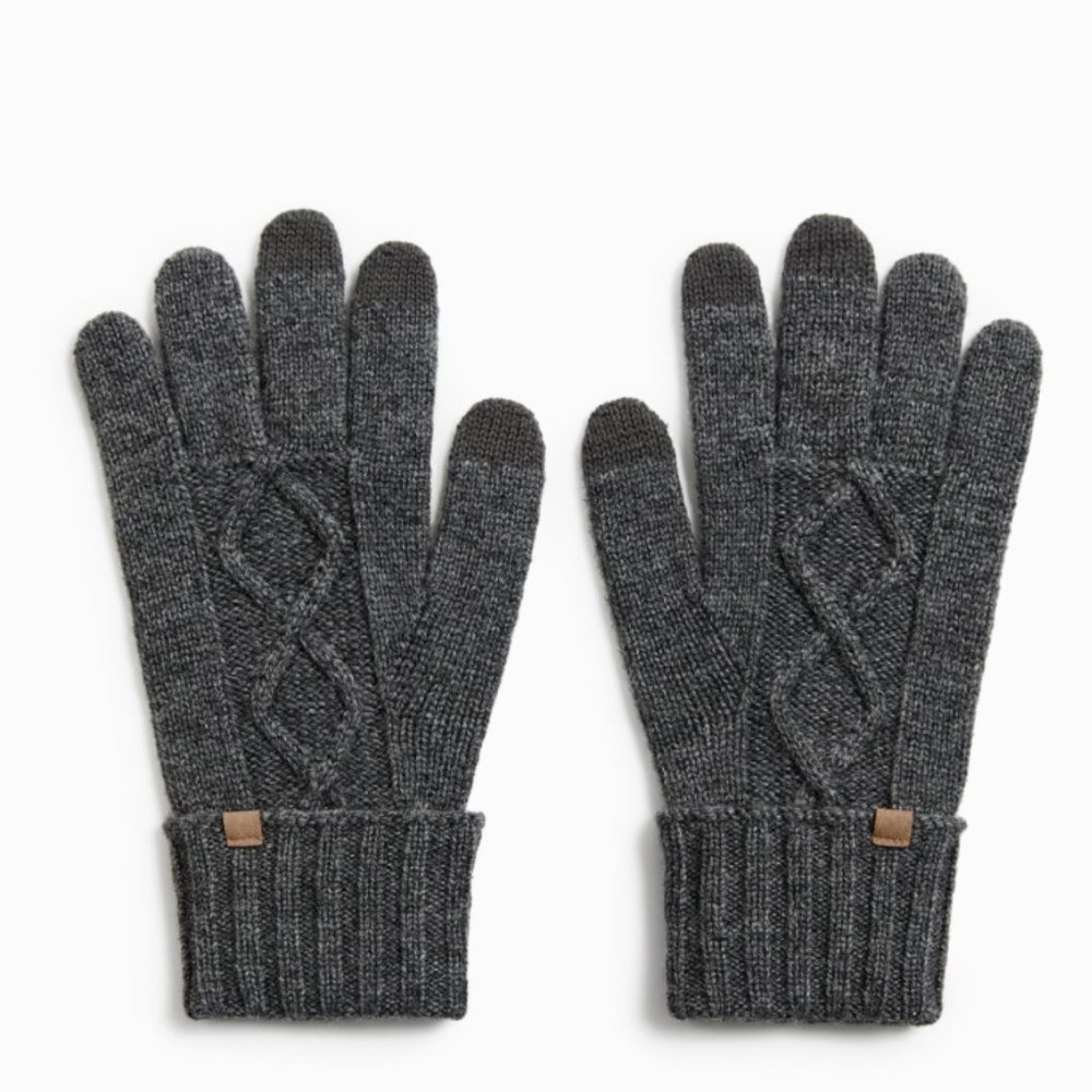 NWT ZARA GEOMETRIC PRINT JACQUARD GLOVES GREY